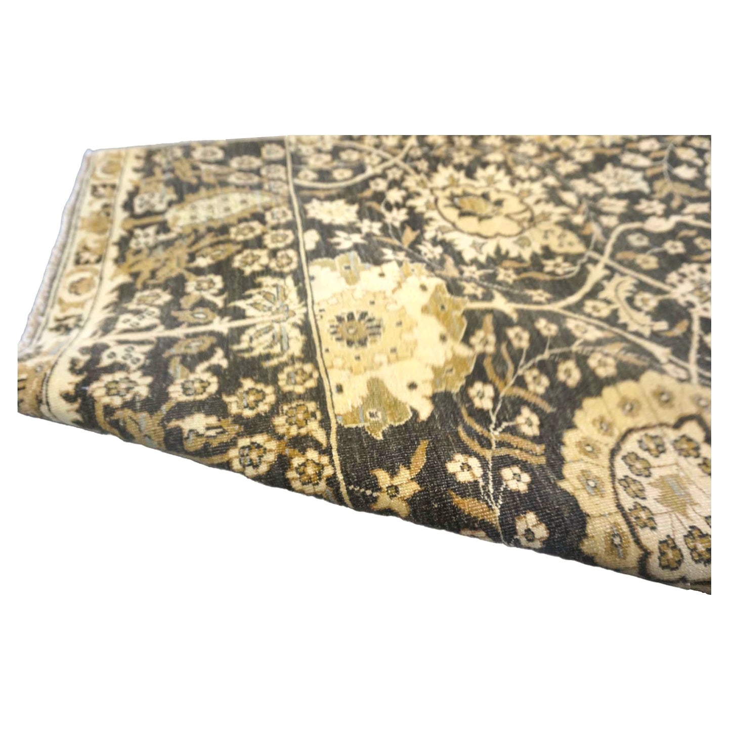 Turkish Tabriz Wool 3x5 Charcoal Brown & Tan Handmade Area Rug # 1141259