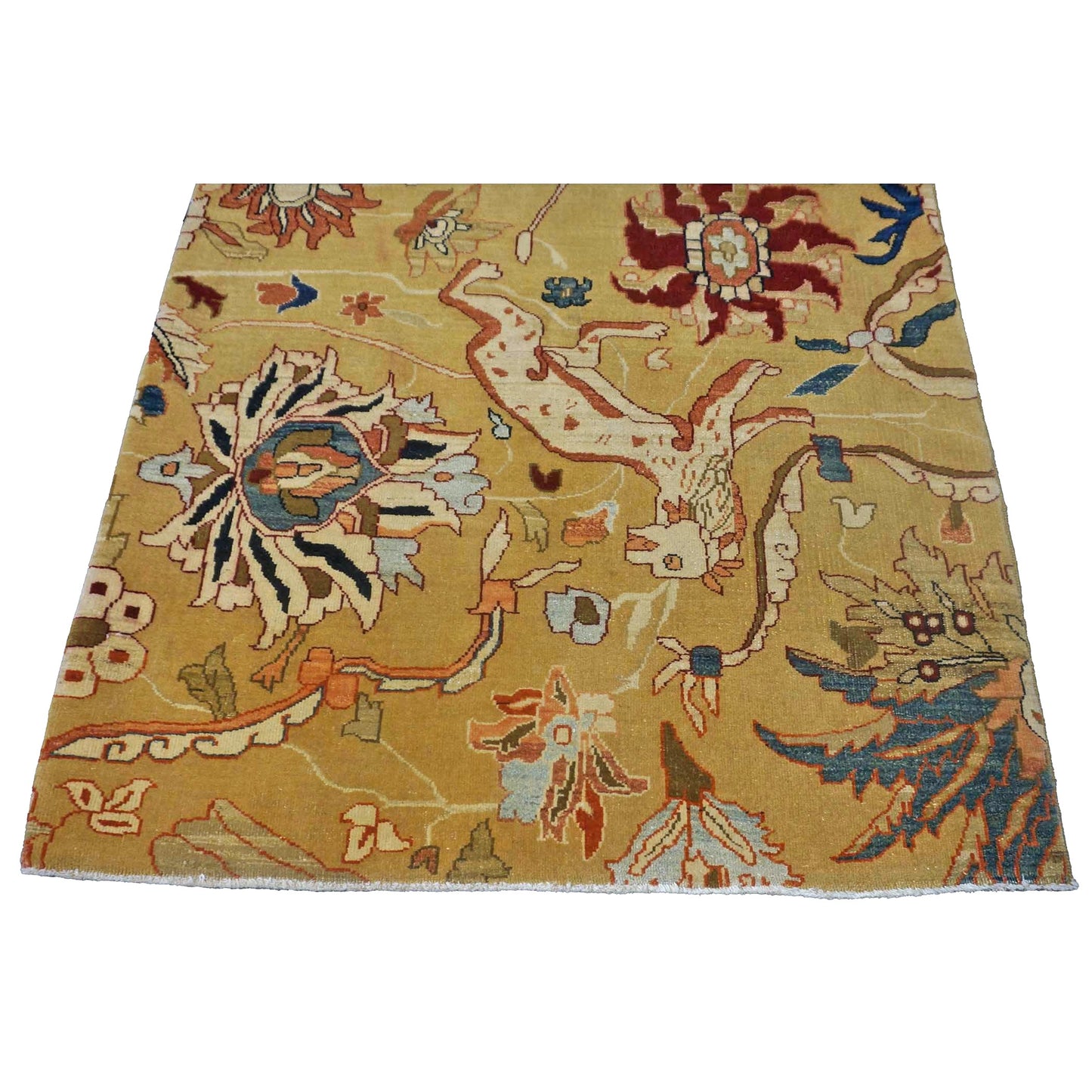 Turkish Agra Wool 3x3 Camel, Red & Ivory Handmade Square Throw Rug #1141261