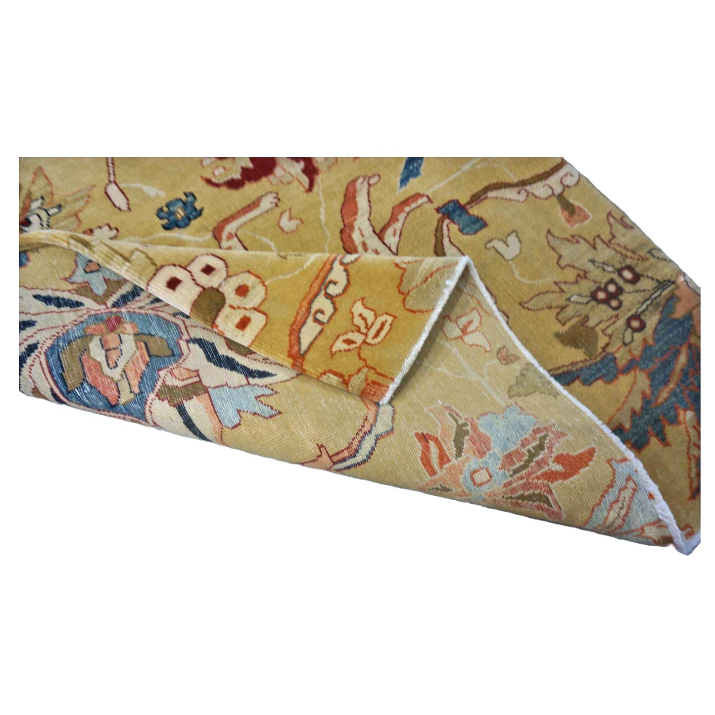 Turkish Agra Wool 3x3 Camel, Red & Ivory Handmade Square Throw Rug #1141261