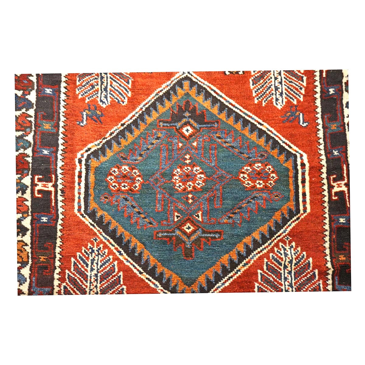 Antique Persian Azerbaijani Tribal Wool 3x10 Red & Blue Handmade Runner Rug #1141304