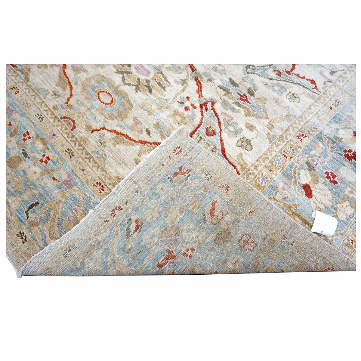 Persian Sultanabad Wool 8 x 10 Ivory, Tan, Light Blue & Red Handmade Area Rug #1141325