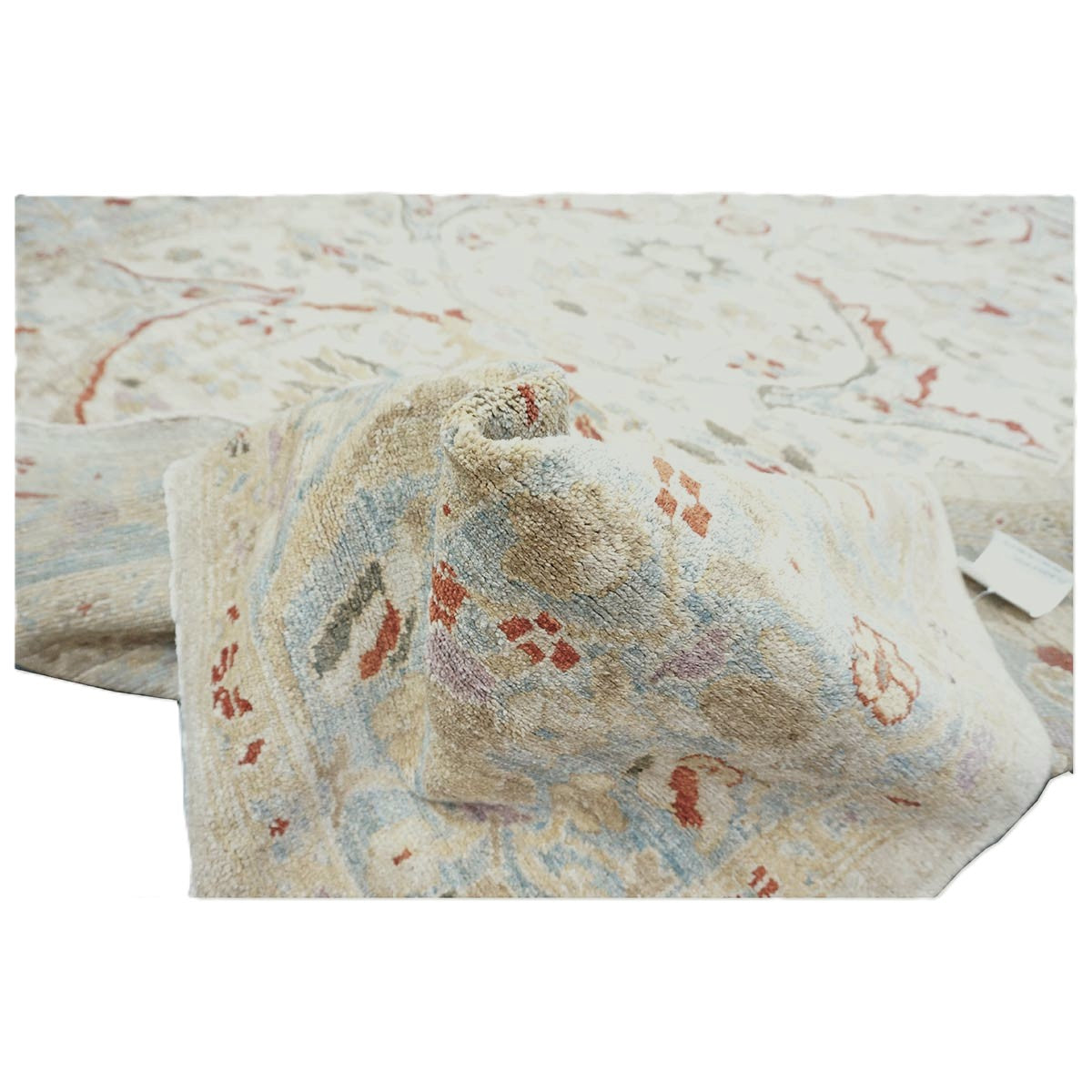 Persian Sultanabad Wool 8 x 10 Ivory, Tan, Light Blue & Red Handmade Area Rug #1141325