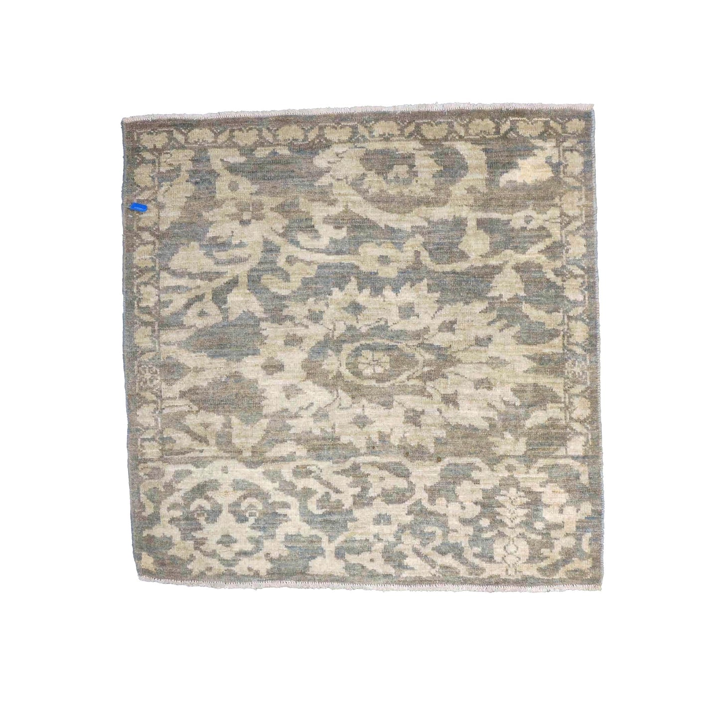 Persian Sultanabad Wool 4x4 Olive, Ivory & Slate Handmade Square Area Rug #1141337