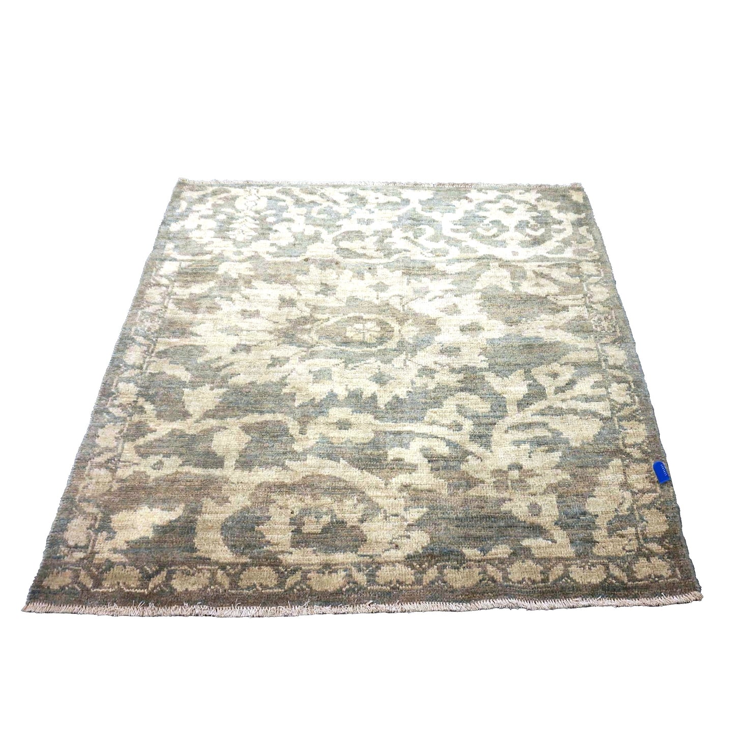 Persian Sultanabad Wool 4x4 Olive, Ivory & Slate Handmade Square Area Rug #1141337