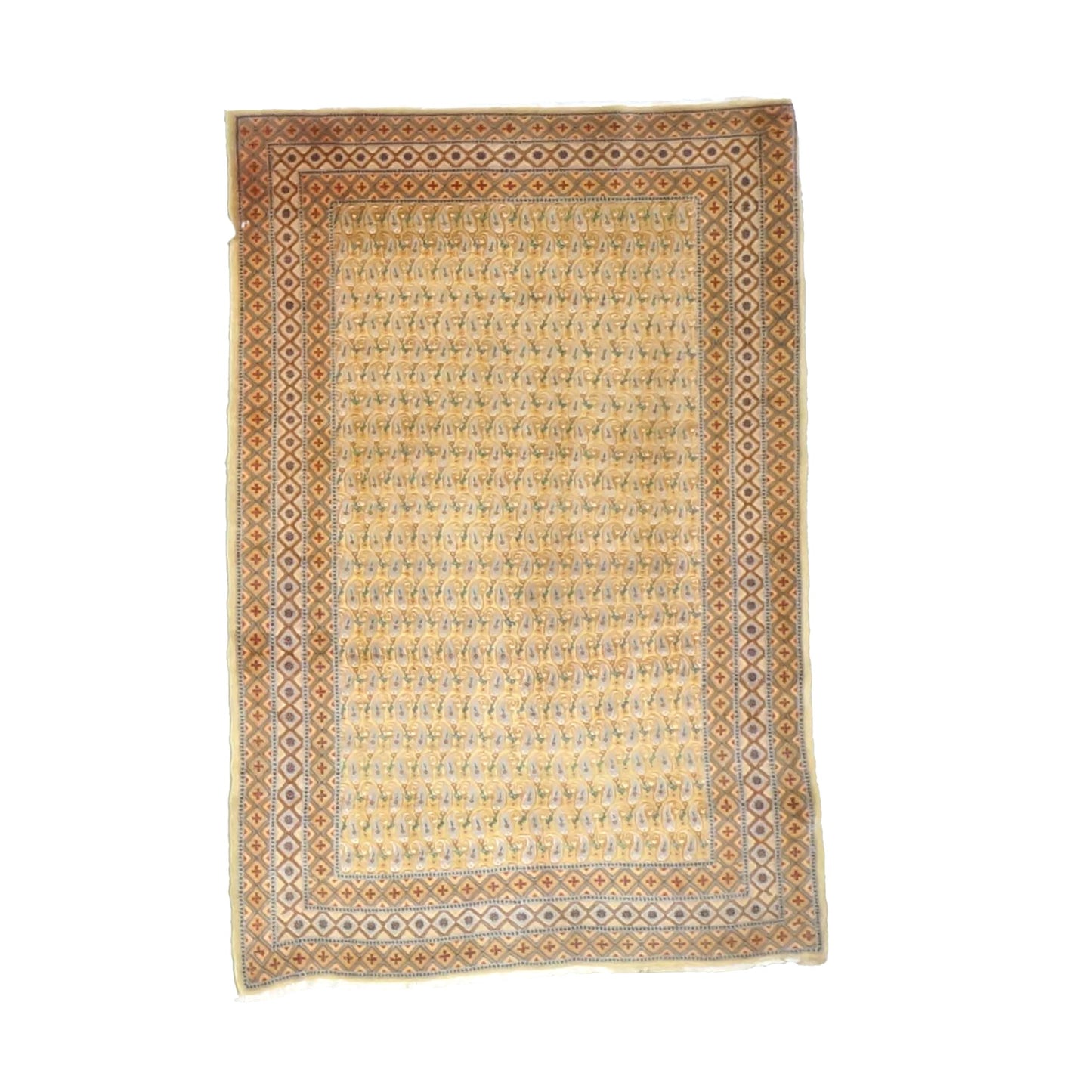 Antique Persian Tabriz Wool 3x5 Olive, Tan, & Blue Handmade Area Rug #1141340