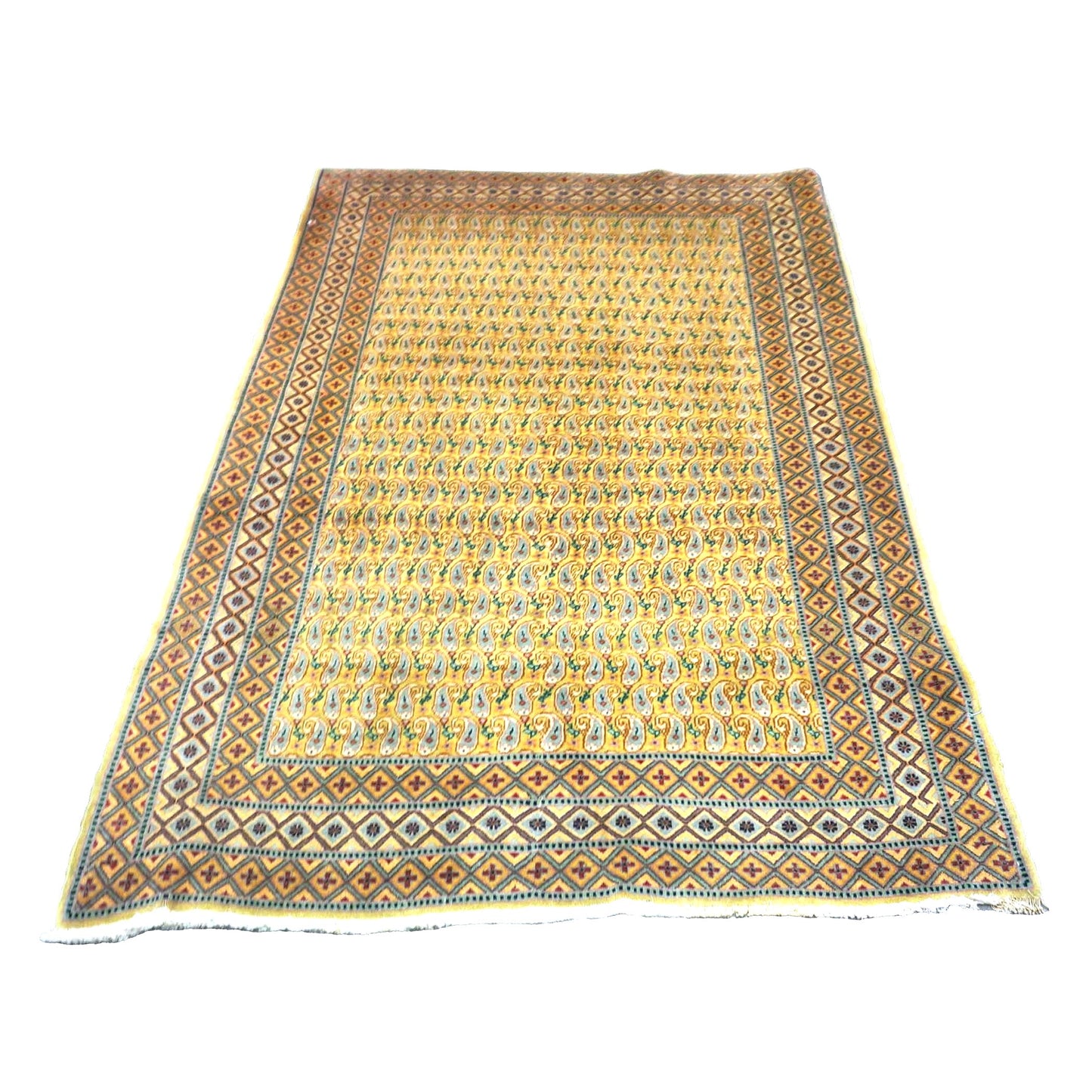 Antique Persian Tabriz Wool 3x5 Olive, Tan, & Blue Handmade Area Rug #1141340
