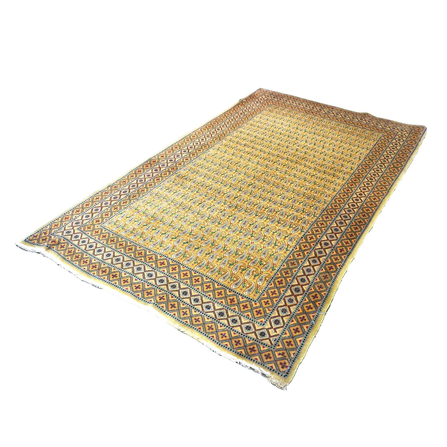 Antique Persian Tabriz Wool 3x5 Olive, Tan, & Blue Handmade Area Rug #1141340