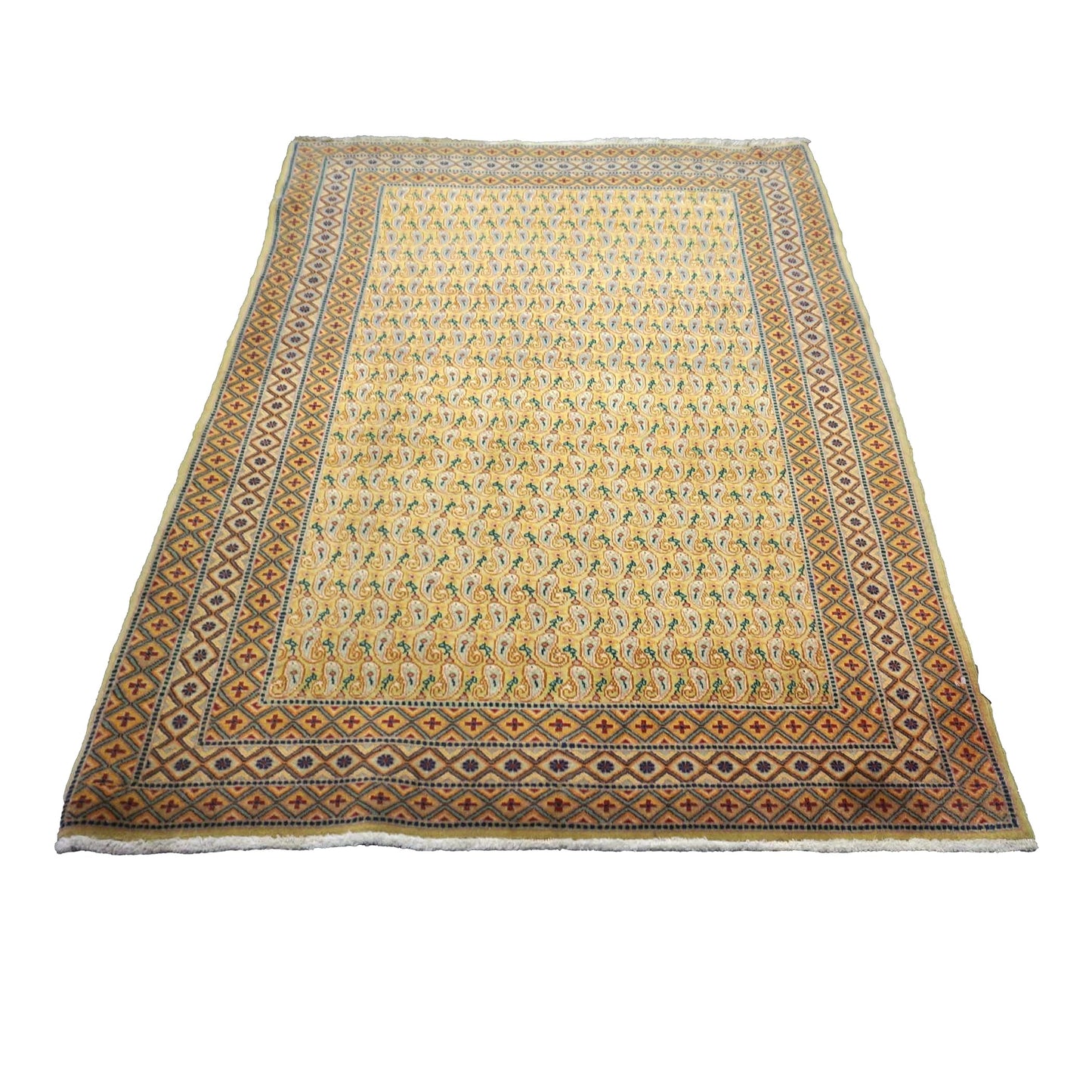 Antique Persian Tabriz Wool 3x5 Olive, Tan, & Blue Handmade Area Rug #1141340