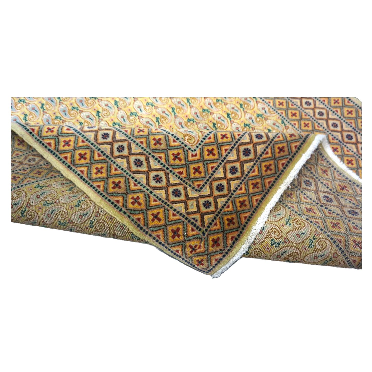 Antique Persian Tabriz Wool 3x5 Olive, Tan, & Blue Handmade Area Rug #1141340