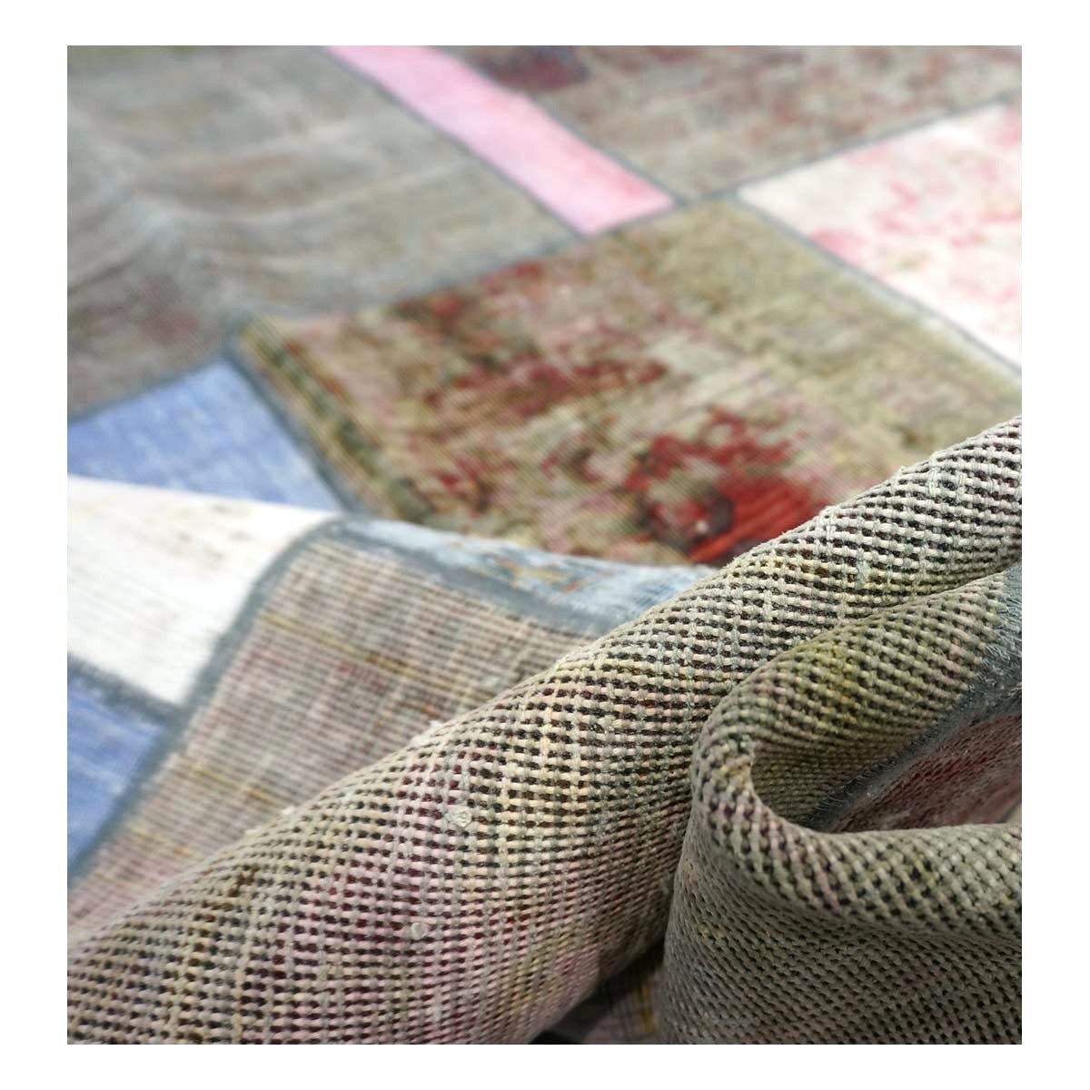 Antique Persian Flatweave Wool 5x8 Green & Blue Patchwork Handmade Area Rug #1141473