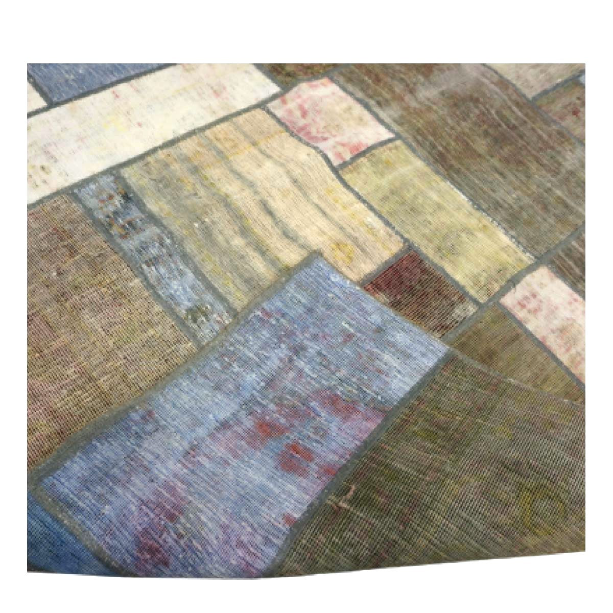 Antique Persian Flatweave Wool 5x8 Green & Blue Patchwork Handmade Area Rug #1141473