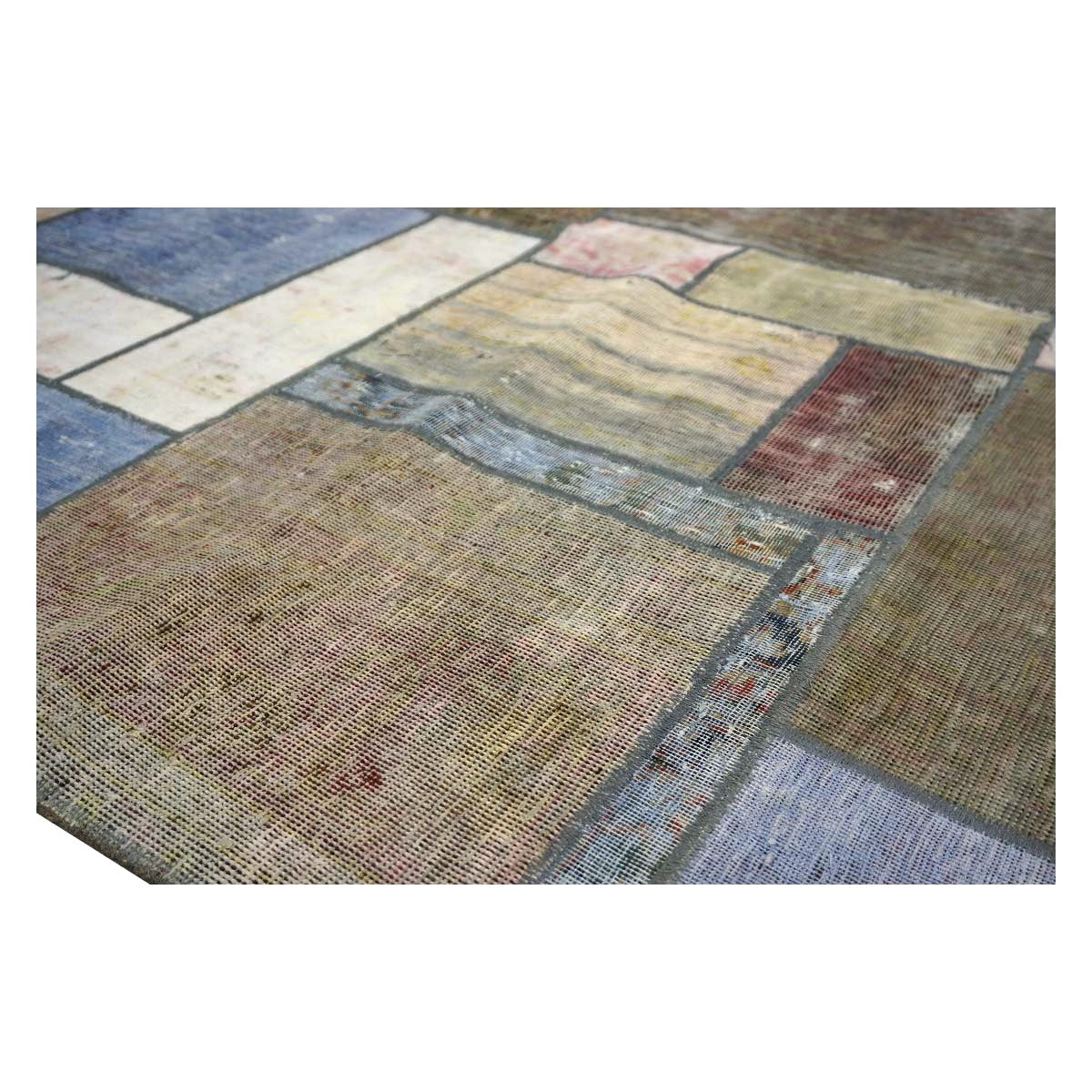 Antique Persian Flatweave Wool 5x8 Green & Blue Patchwork Handmade Area Rug #1141473