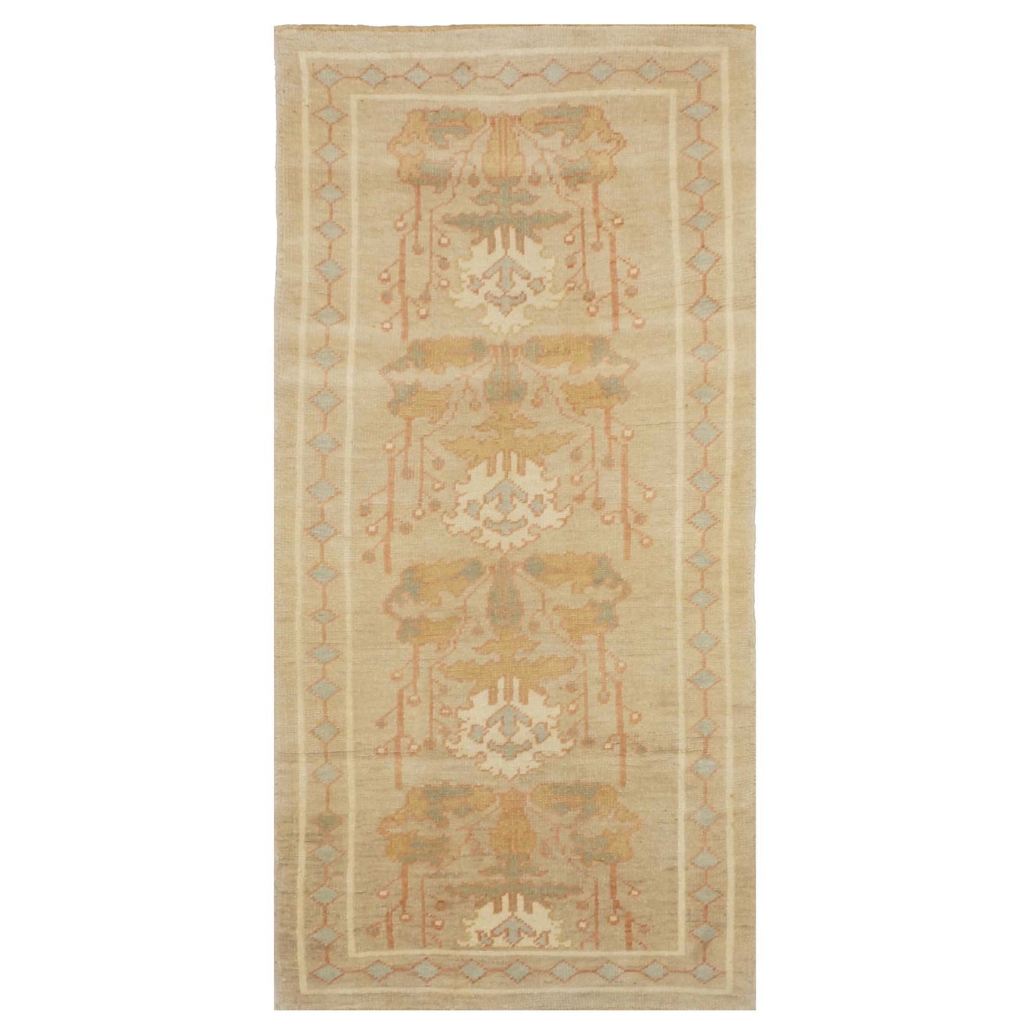 Turkish Donegal Wool 4x8 Tan, Olive & Rust Handmade Gallery Rug #1141572