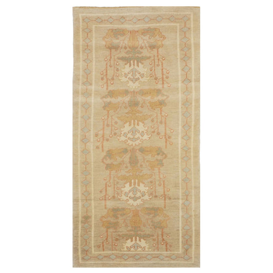 Turkish Donegal Wool 4x8 Tan, Olive & Rust Handmade Gallery Rug #1141572