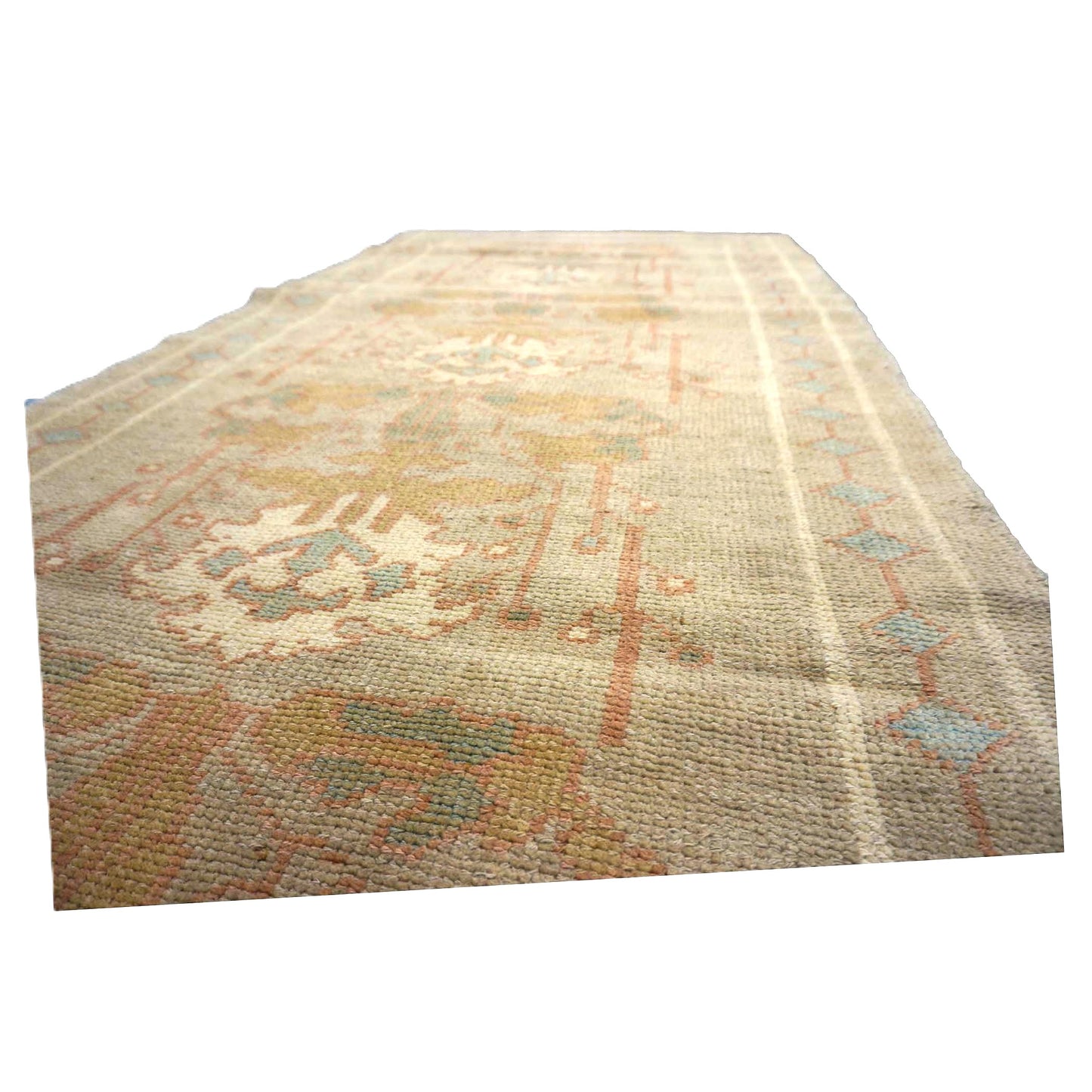 Turkish Donegal Wool 4x8 Tan, Olive & Rust Handmade Gallery Rug #1141572