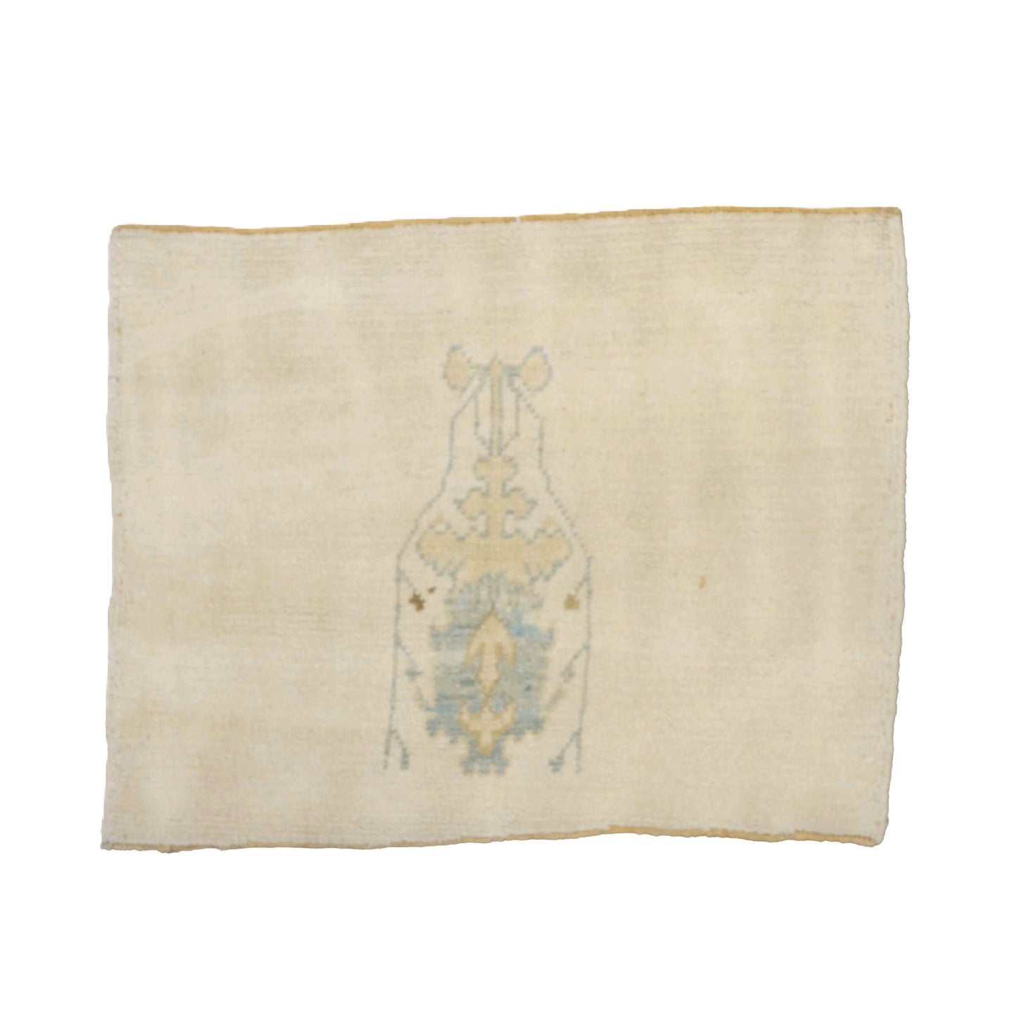 Turkish Donegal Wool & Hemp 3x4 Tan & Light Blue Handmade Area Rug # 1141671