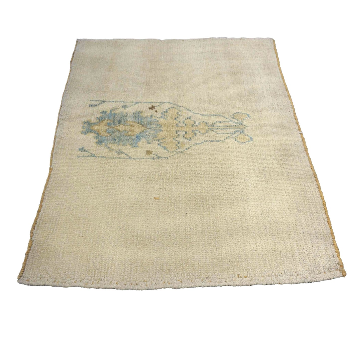 Turkish Donegal Wool & Hemp 3x4 Tan & Light Blue Handmade Area Rug # 1141671