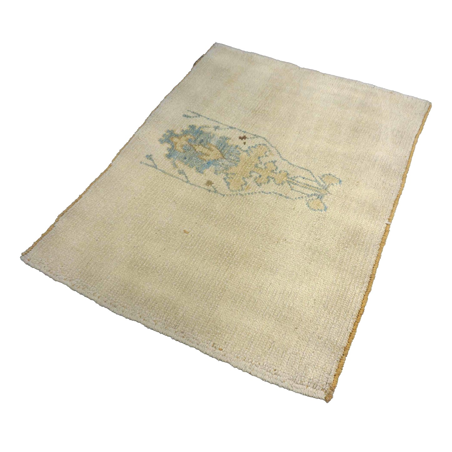 Turkish Donegal Wool & Hemp 3x4 Tan & Light Blue Handmade Area Rug # 1141671