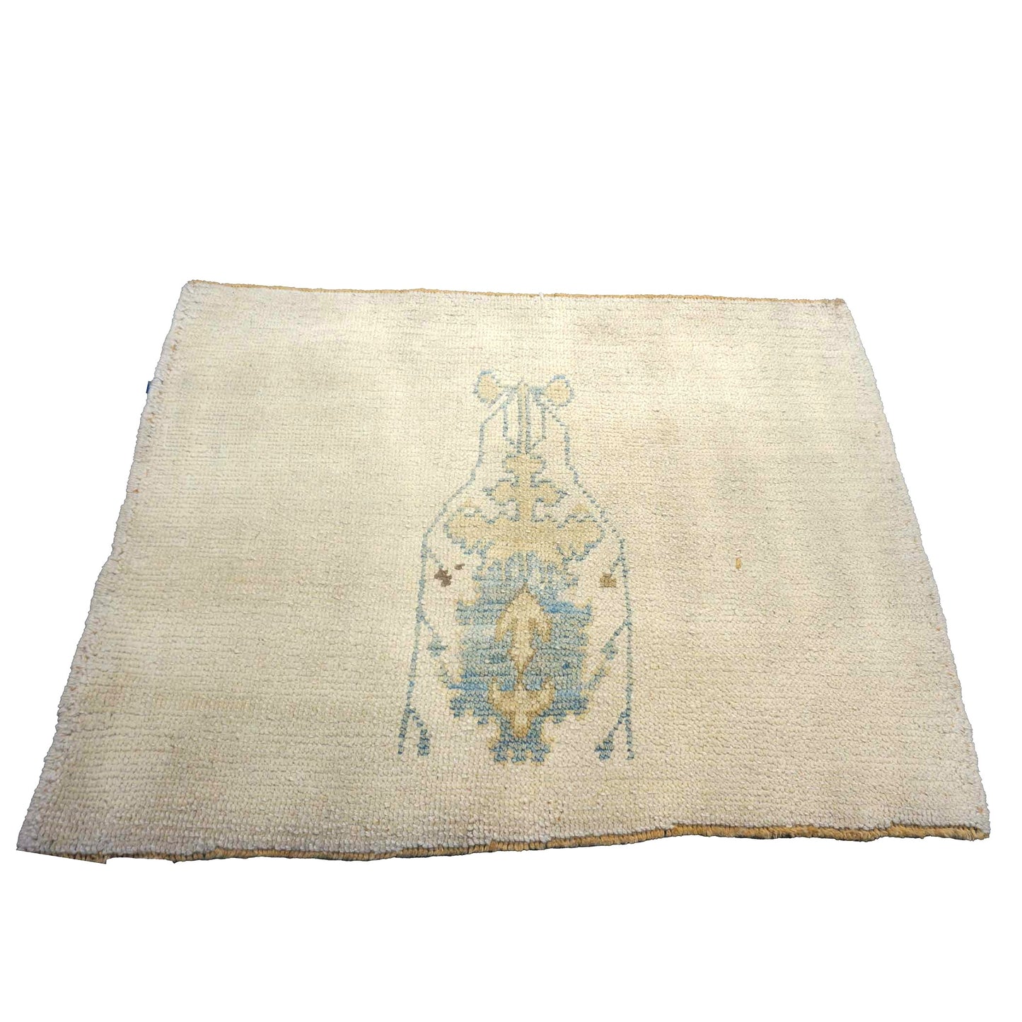 Turkish Donegal Wool & Hemp 3x4 Tan & Light Blue Handmade Area Rug # 1141671
