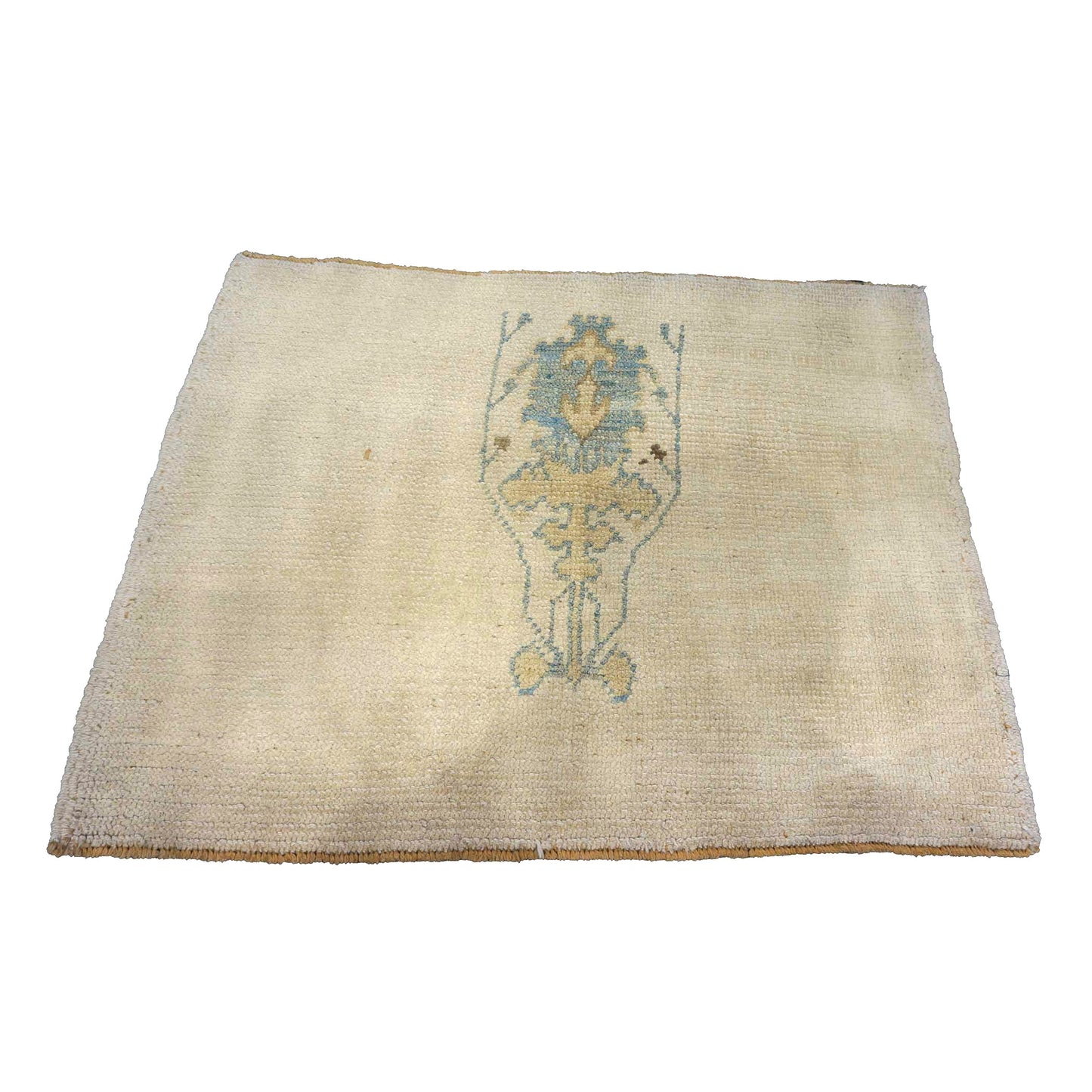 Turkish Donegal Wool & Hemp 3x4 Tan & Light Blue Handmade Area Rug # 1141671