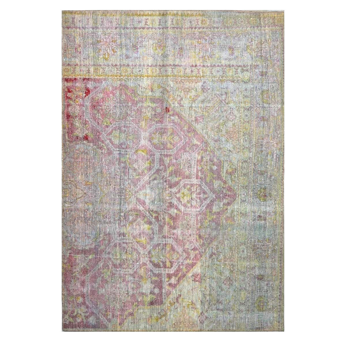 Antique Persian Flatweave Wool 6x8 Red, Gold & Green Handmade Area Rug #1141985