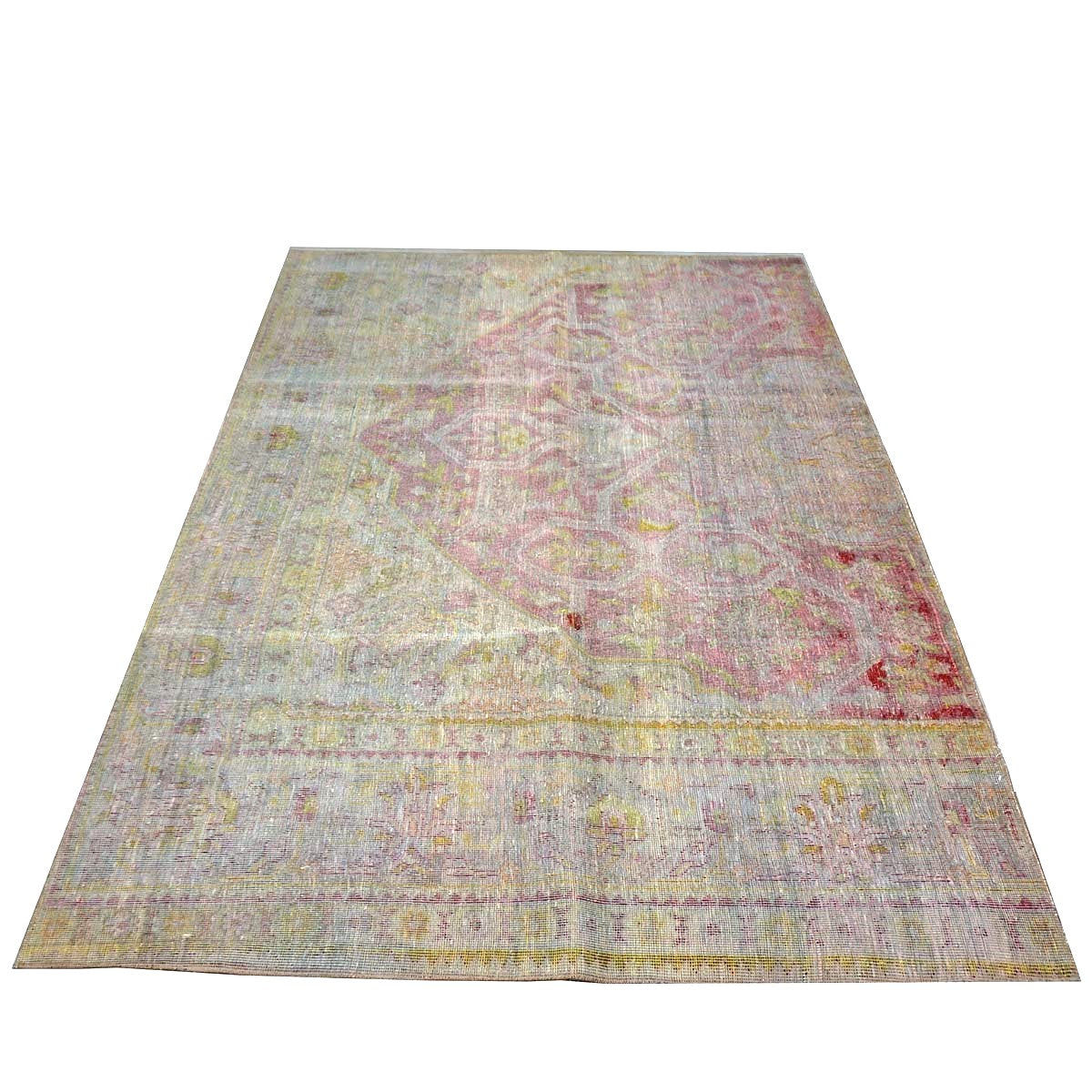Antique Persian Flatweave Wool 6x8 Red, Gold & Green Handmade Area Rug #1141985