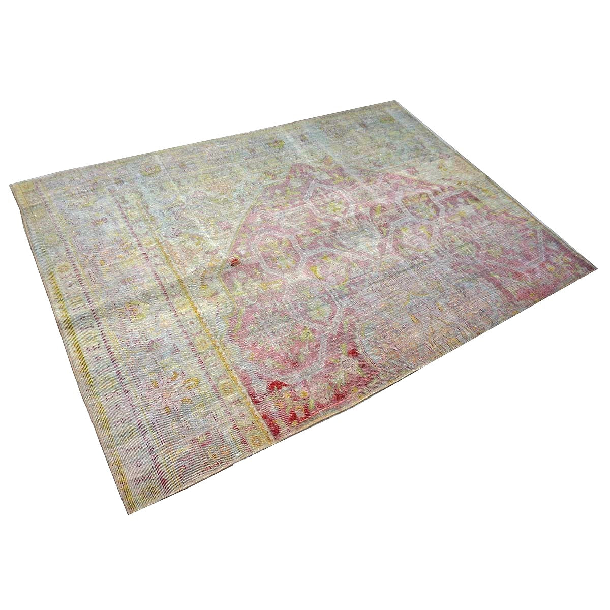 Antique Persian Flatweave Wool 6x8 Red, Gold & Green Handmade Area Rug #1141985