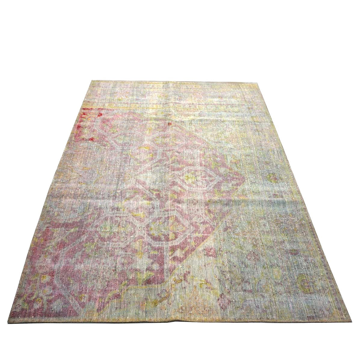 Antique Persian Flatweave Wool 6x8 Red, Gold & Green Handmade Area Rug #1141985