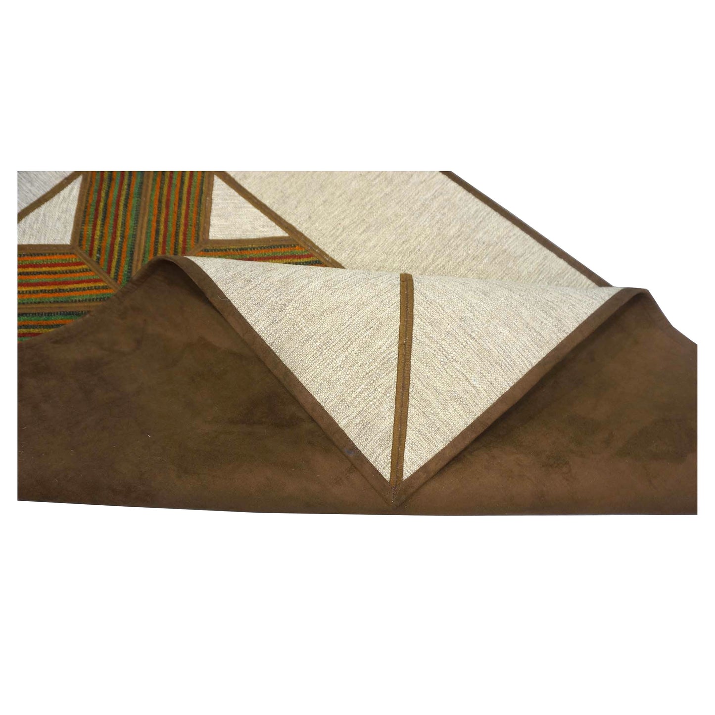 Turkish Retro Kilim Wool 3x5 Ivory & Brown Handmade Area Rug # 1142005
