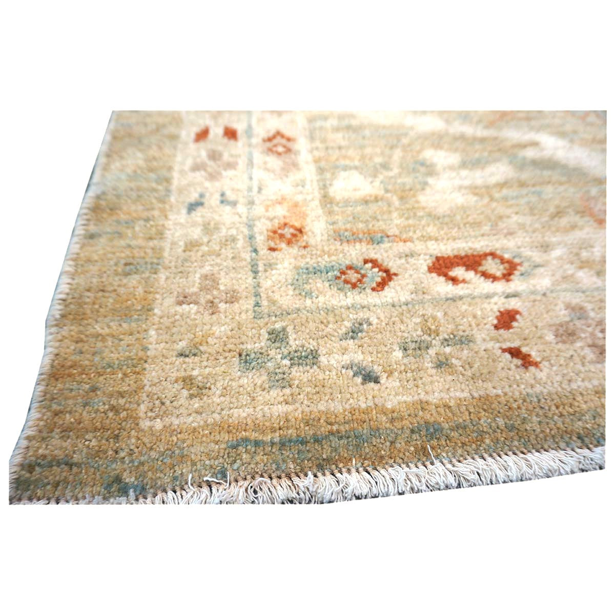 Persian Sultanabad Wool 3x12 Khaki, Slate, & Rust Handmade Runner Rug #1142113