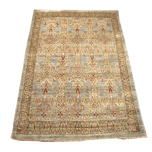 Turkish Sultanabad Wool 3x5 Light Blue, Rust, Ivory & Gray Handmade Area Rug #1142121