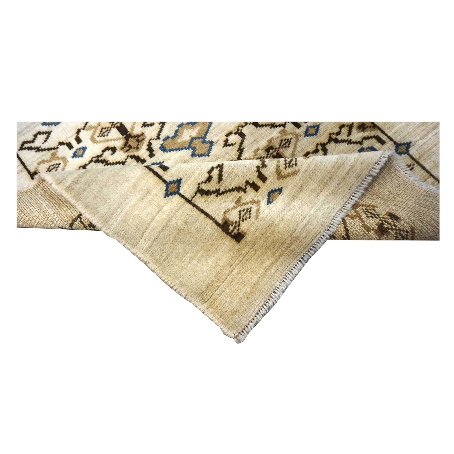 Turkish Gabbeh Recreation Wool 3x4 Ivory & Brown Handmade Throw Rug # 1142127