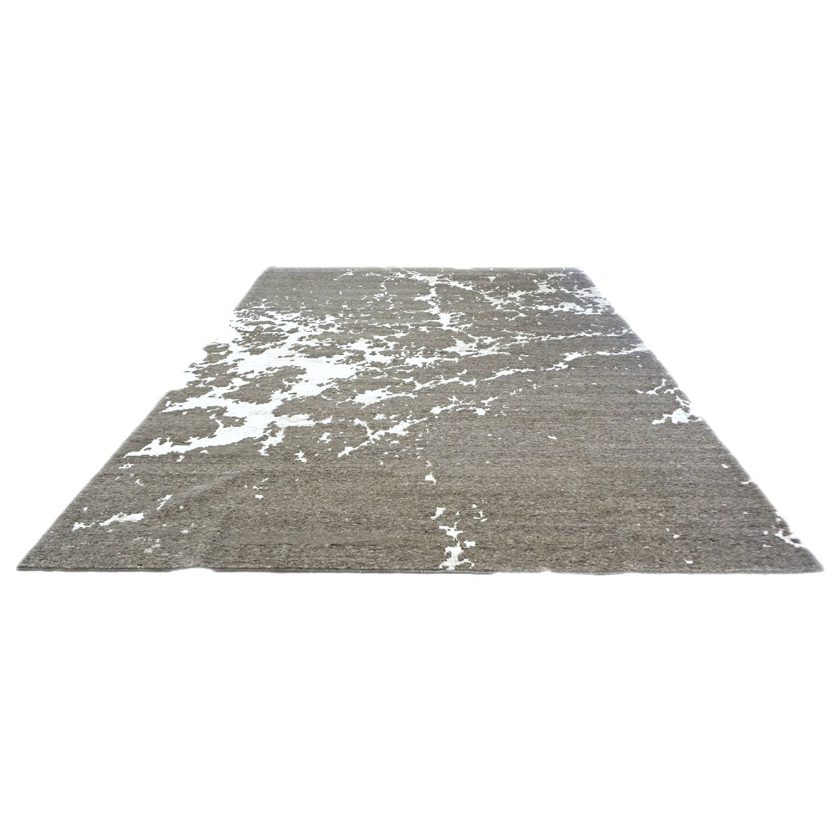 Nepalese Modern Wool & Silk 9X12 Grey & Ivory Handmade Area Rug #1142340