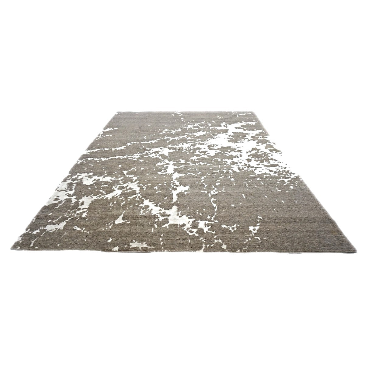 Nepalese Modern Wool & Silk 9X12 Grey & Ivory Handmade Area Rug #1142340
