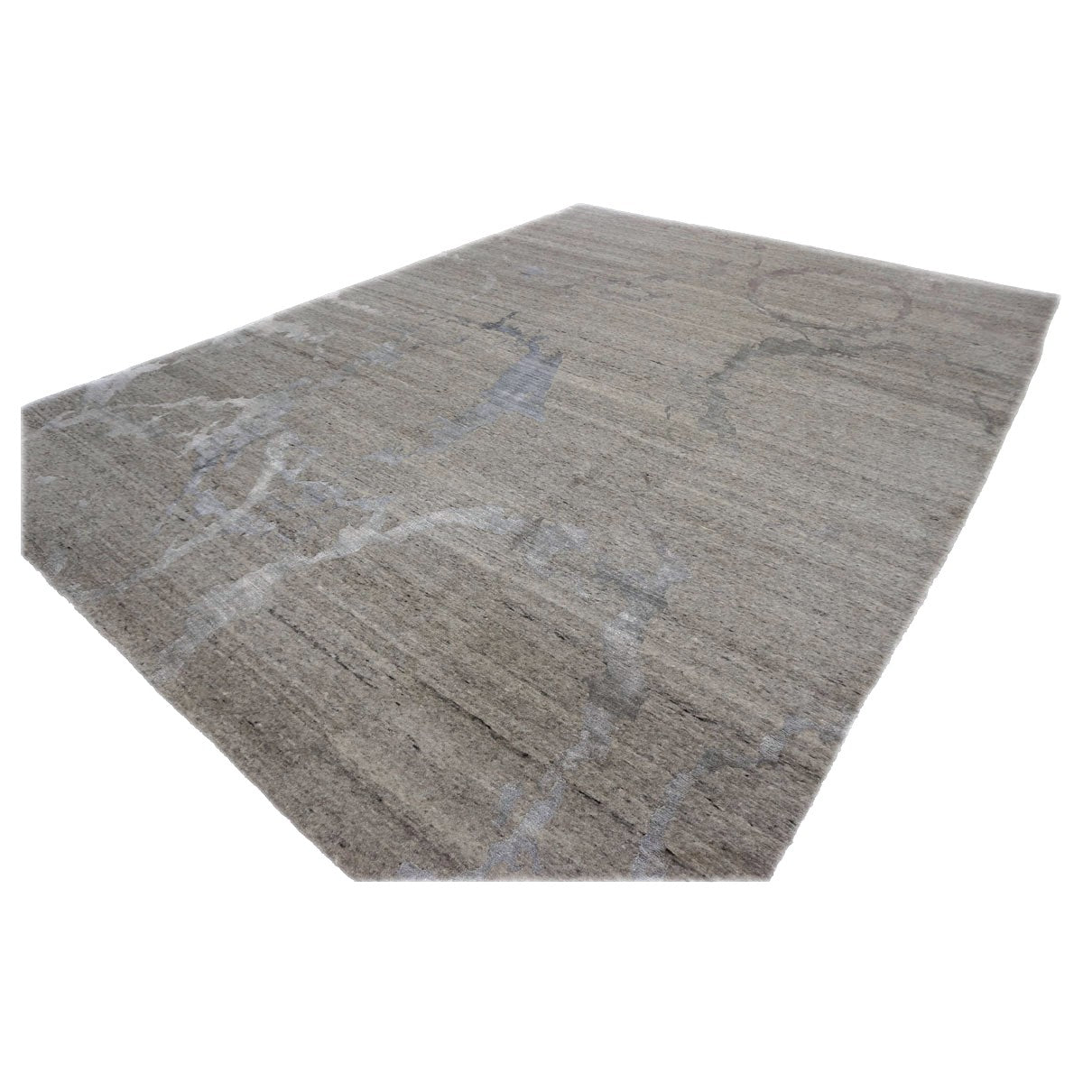 Nepalese Modern Wool & Silk 9X12 Grey & Tan Handmade Area Rug #1142344