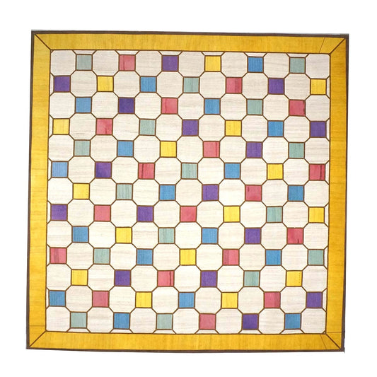 Turkish Retro Kilim Flatweave Wool 10x10 Ivory & Yellow Handmade Square Area Rug #1142358