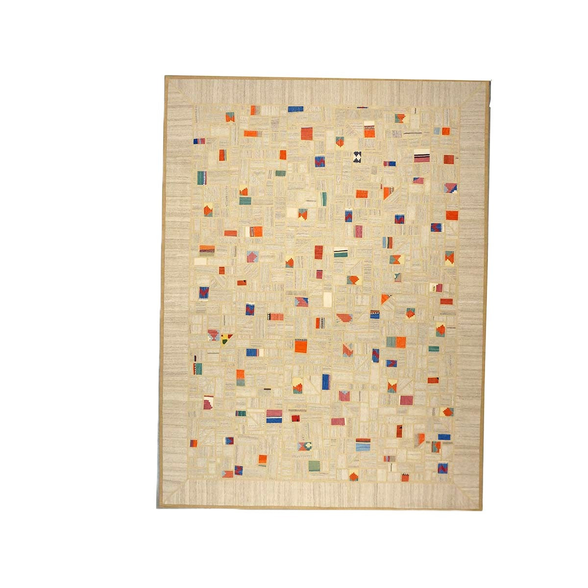 Turkish Retro Kilim Flatweave Wool 9x12 Tan & Multicolored Handmade Area Rug #1142360