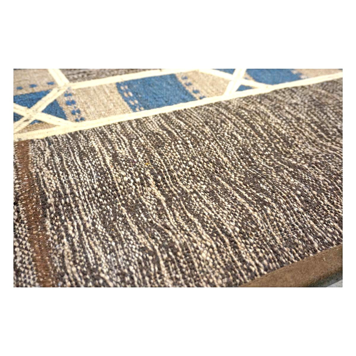 Turkish Retro Kilim Flatweave Wool 9x12 Tan, Ivory & Brown Handmade Area Rug #1142370
