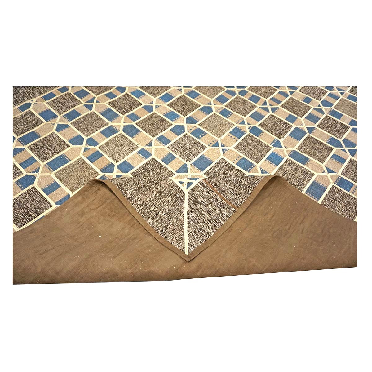 Turkish Retro Kilim Flatweave Wool 9x12 Tan, Ivory & Brown Handmade Area Rug #1142370