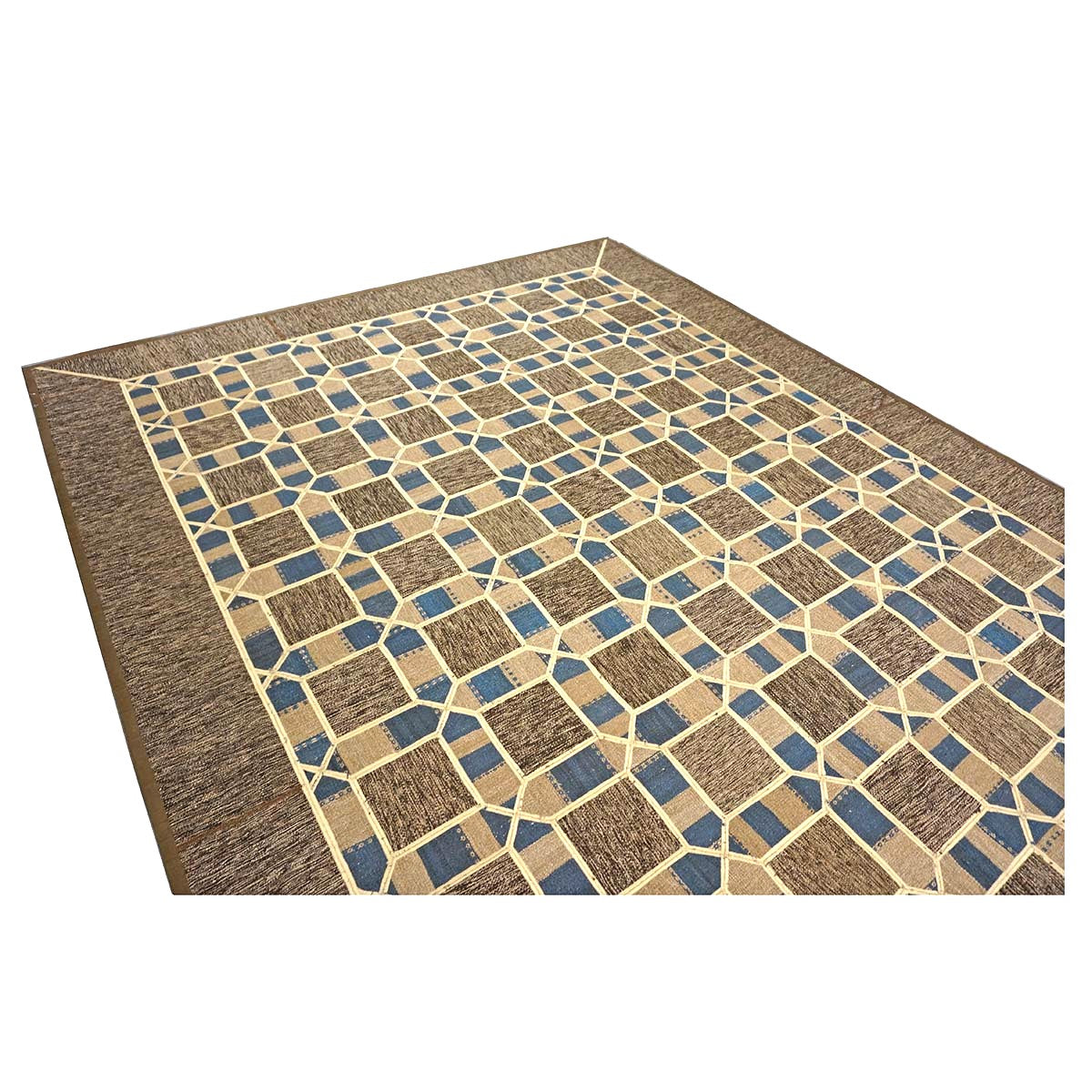 Turkish Retro Kilim Flatweave Wool 9x12 Tan, Ivory & Brown Handmade Area Rug #1142370