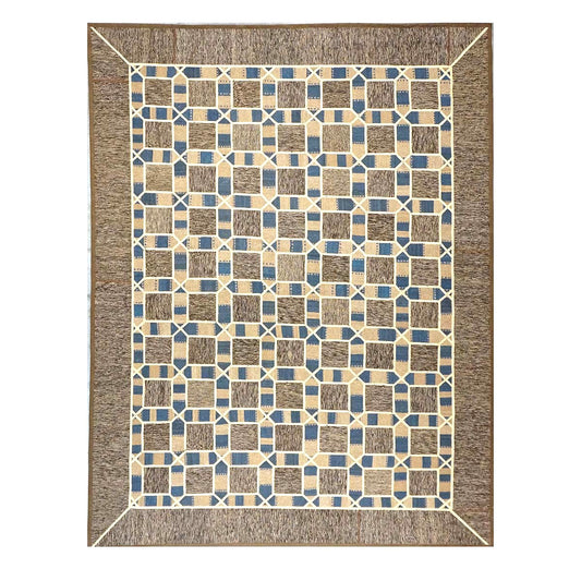 Turkish Retro Kilim Flatweave Wool 9x12 Tan, Ivory & Brown Handmade Area Rug #1142370