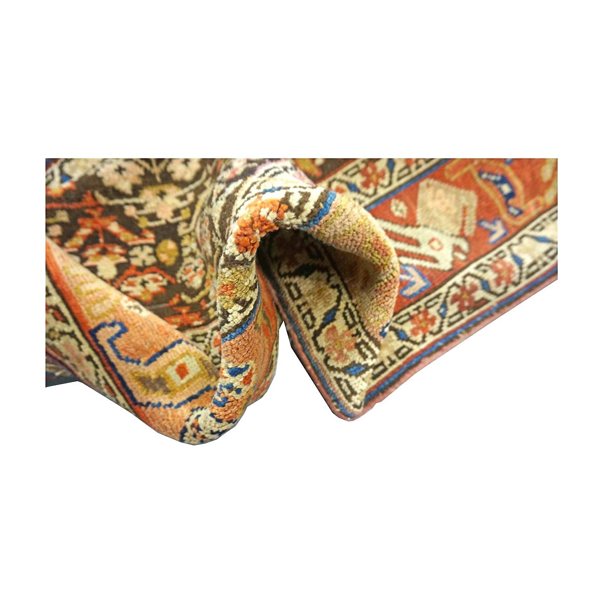 Antique Persian Azerbaijani Wool 3x15 Brown, Rust & Ivory Handmade Runner Rug #1142503