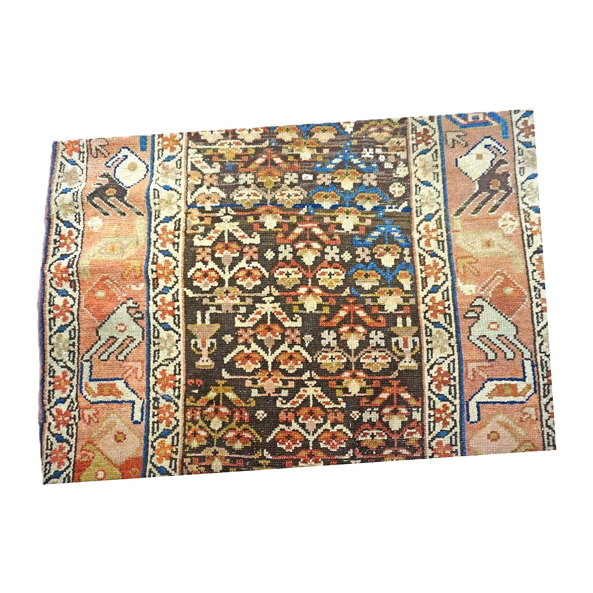 Antique Persian Azerbaijani Wool 3x15 Brown, Rust & Ivory Handmade Runner Rug #1142503