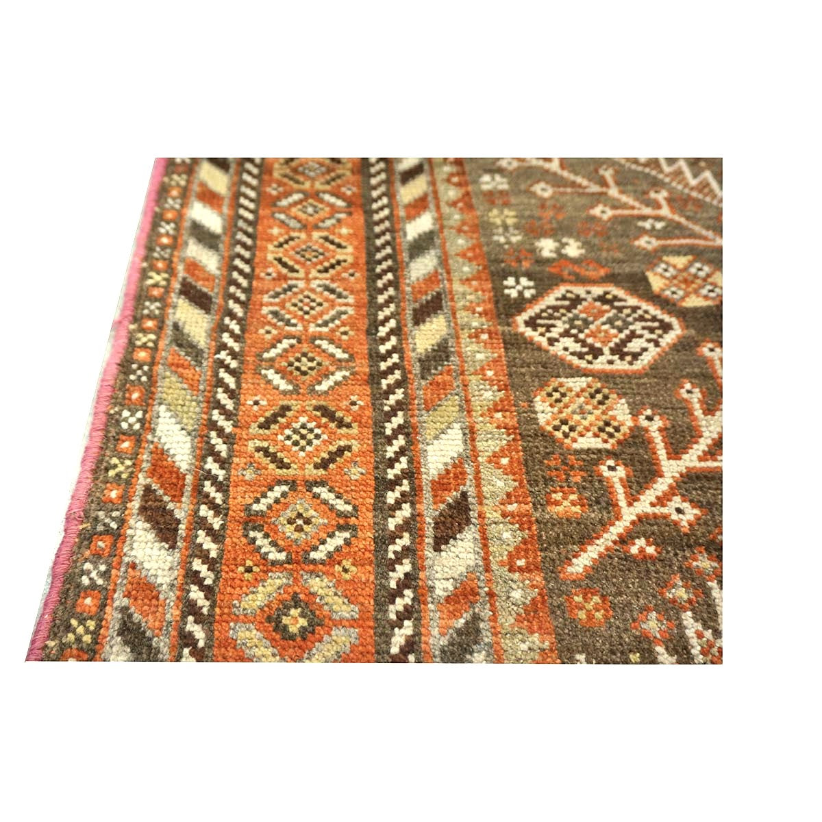 Antique Persian Shiraz Wool 5x9 Taupe, Rust & Ivory Handmade Area Rug #1142505