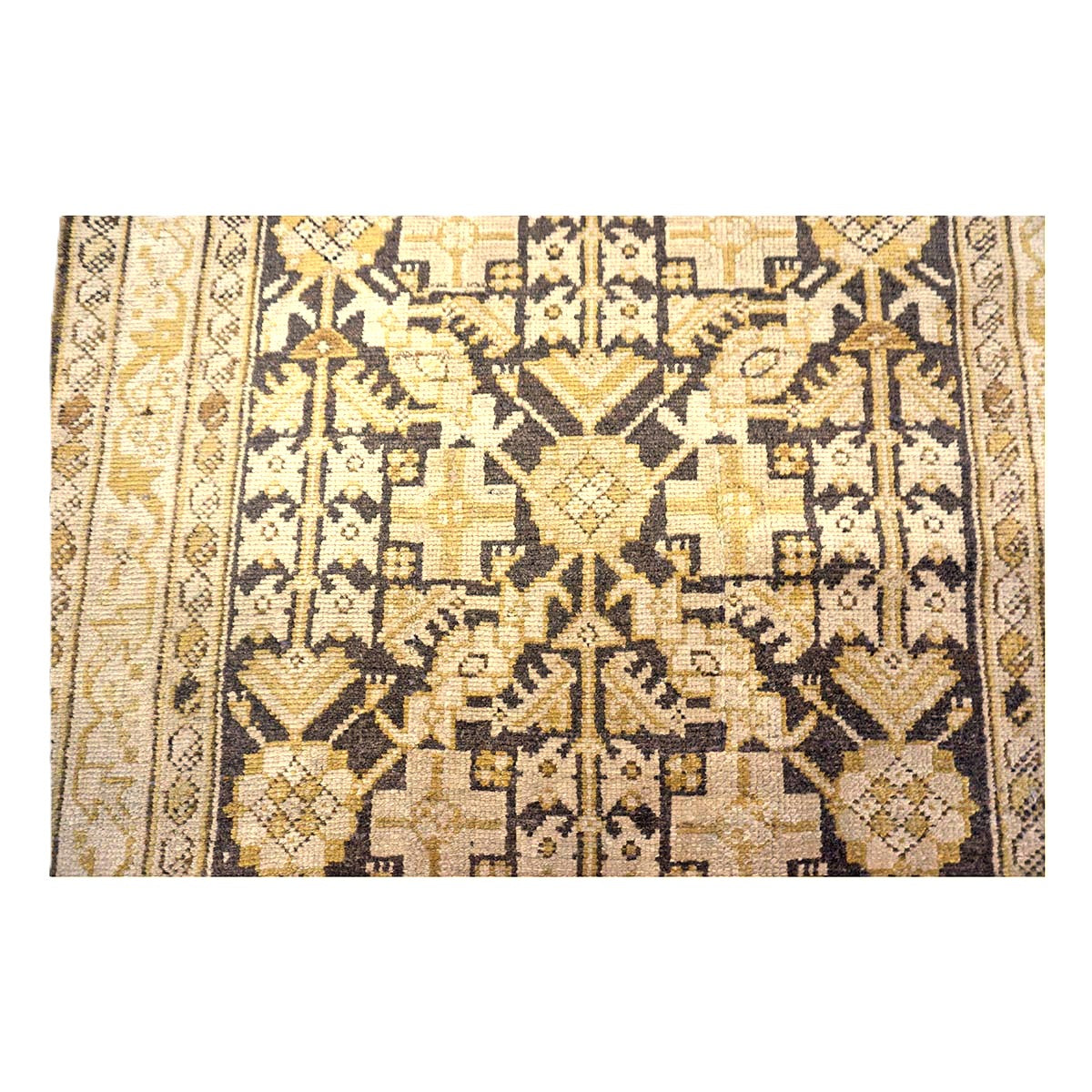 Antique Persian Malayer Wool 3x13 Brown & Ivory Handmade Runner Rug #1142514