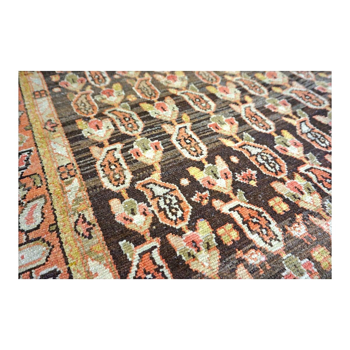 Antique Persian Malayer Wool 5x13 Brown & Rust Handmade Gallery Rug #1142544