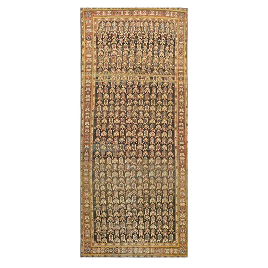 Antique Persian Malayer Wool 5x13 Brown & Rust Handmade Gallery Rug #1142544