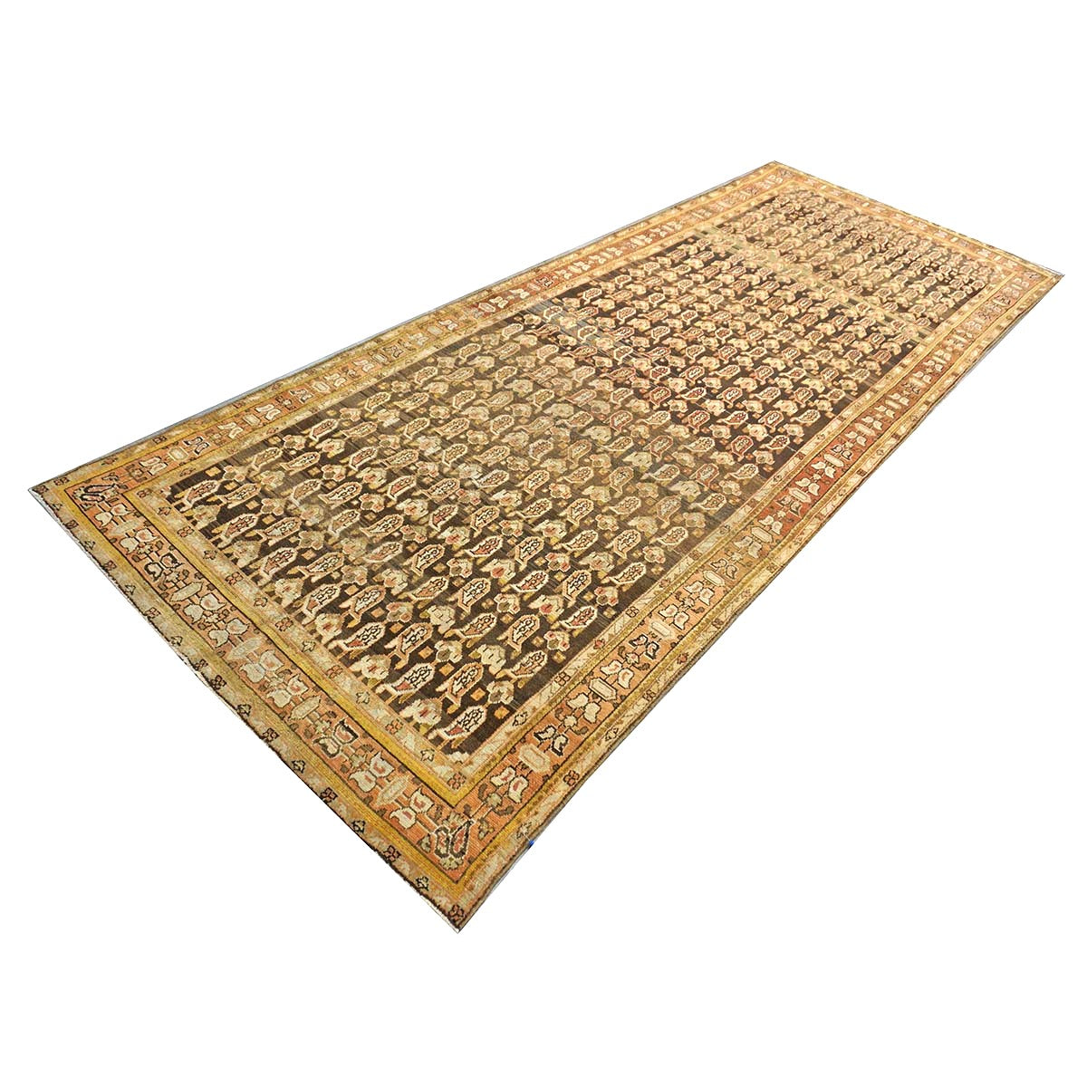 Antique Persian Malayer Wool 5x13 Brown & Rust Handmade Gallery Rug #1142544