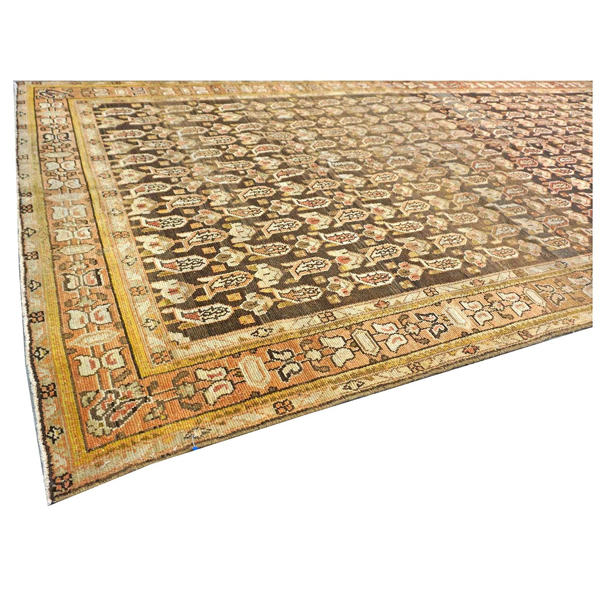 Antique Persian Malayer Wool 5x13 Brown & Rust Handmade Gallery Rug #1142544