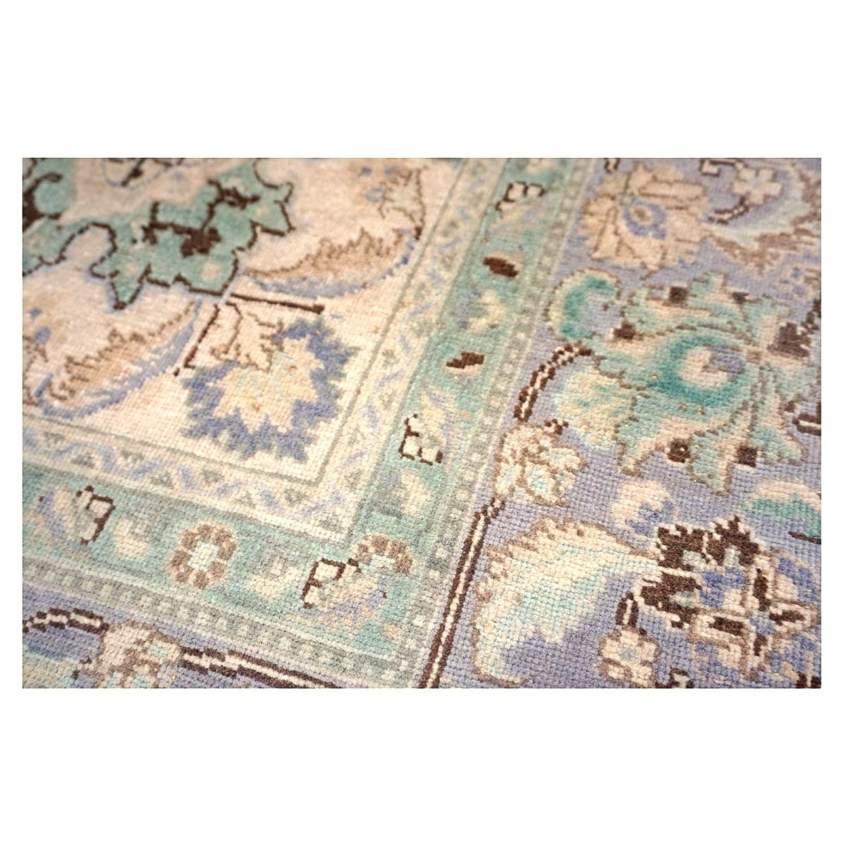 Vintage Persian Tabriz Wool 7x10 Pink, Teal & Ivory Handmade Area Rug #1142596
